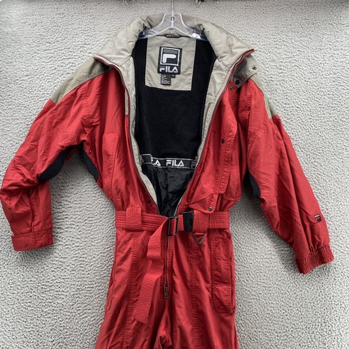 Vintage FILA Ski Snow Pants Jumpsuit Large Red Insulated Retro Pockets Sport Men - Picture 7 of 20