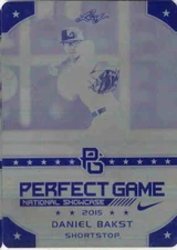 DANIEL BAKST 2015 Leaf Perfect Game All-American SHOWCASE Rookie Press Plate 1/1