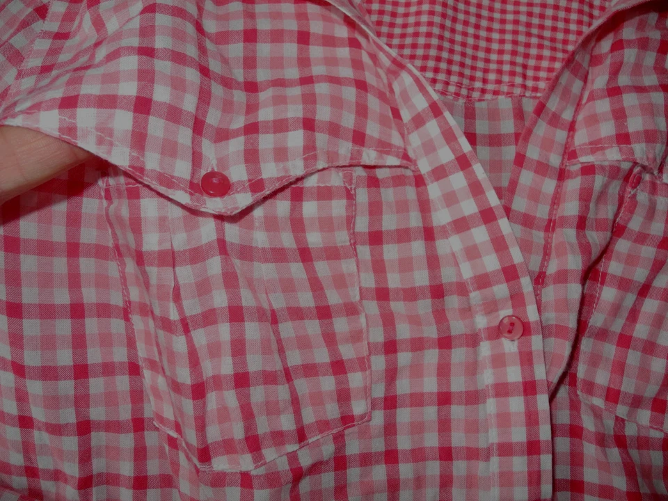Chemisier CAMAIEU vichy rose blanc t 40 manches transformables - Photo 4/4