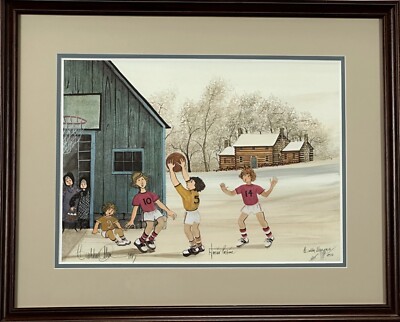P Buckley Moss Hoosier Pastime Print Framed Double Matted Triple Signed #68/1000