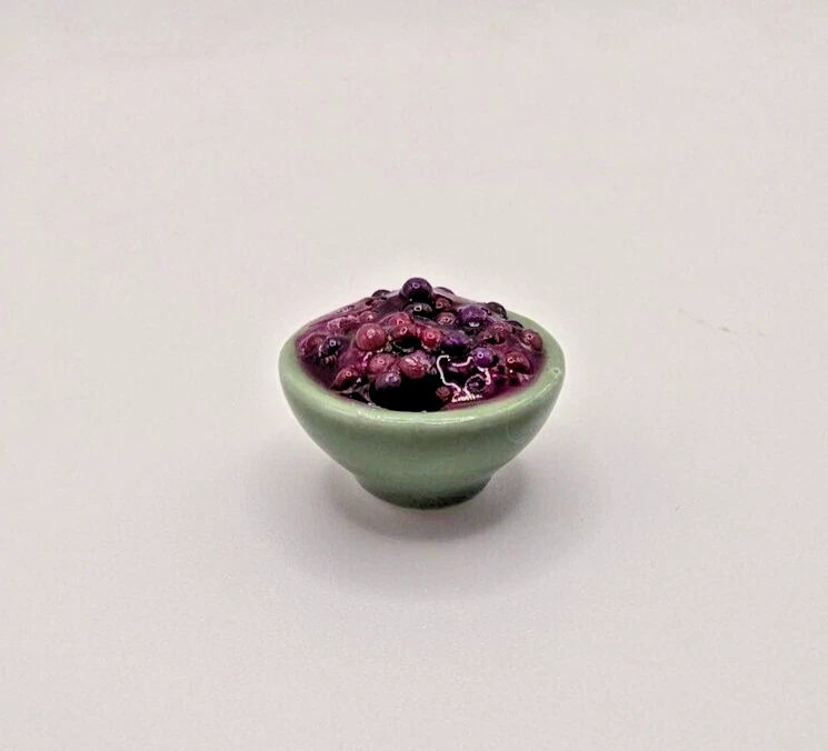 BRIGHT DELIGHTS Cranberry Sauce in Green Bowl Dollhouse Miniature 1:12 Scale Fast US Shipping