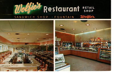 Vintage Postcard FL St. Peter Wolfie's Restaurant Soda Fountain Interior -1433