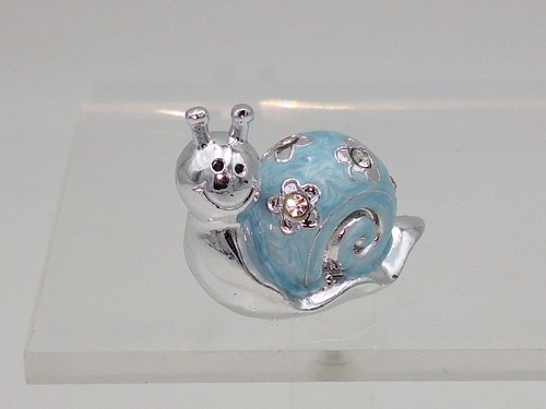 Schnecke blau silber mit Strass-Steinen - Dekofigur Schnecke 5 cm 🐌 - Bild 3 von 5