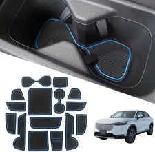 Blue Line Rubber Liner Pads Cup Holder Door Pocket Slot Mat Fits 21-24 VEZEL HRV