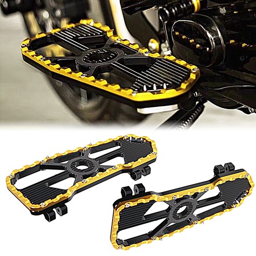 Black Gold Driver Passenger Footboards Floorboard For Harley Touring 1996-2023 - Picture 2 of 10
