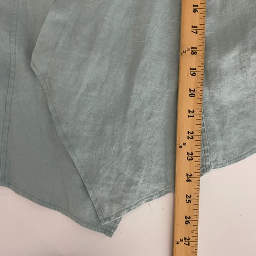 Soft Surroundings Linen Open Front Jacket Size Large Aqua Blue Green - Picture 9 of 11
