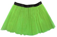 Long 14" Neon 3 Layers of Net UV Flo Tutu Skirt Hen Fancy Dress Party Adult Size
