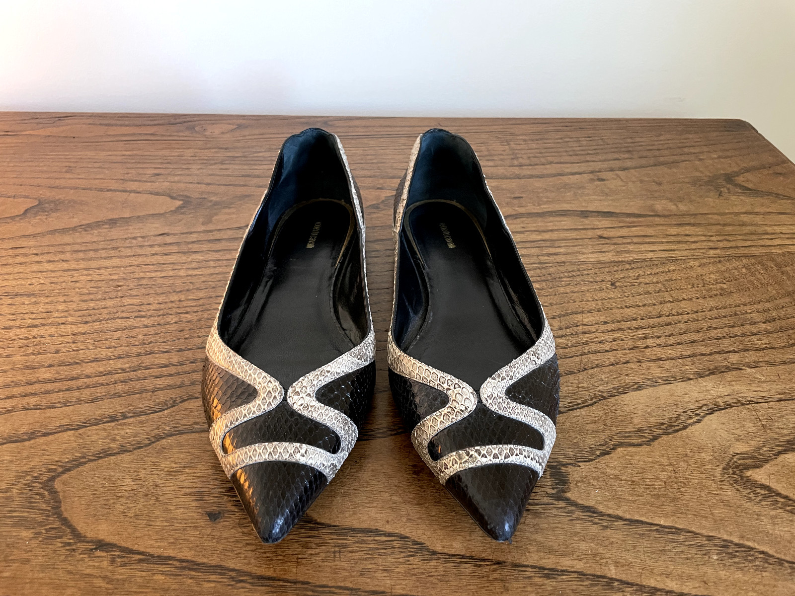 Roberto Cavalli Black Python Detail Pointed Toe B… - image 1