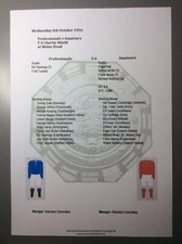 1926 Professionals v Amateurs Charity Shield Matchsheet