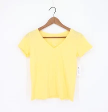 VELVET By Graham & Spencer Eliah Cotton Slub V Neck Tee Daisy S $92 H14