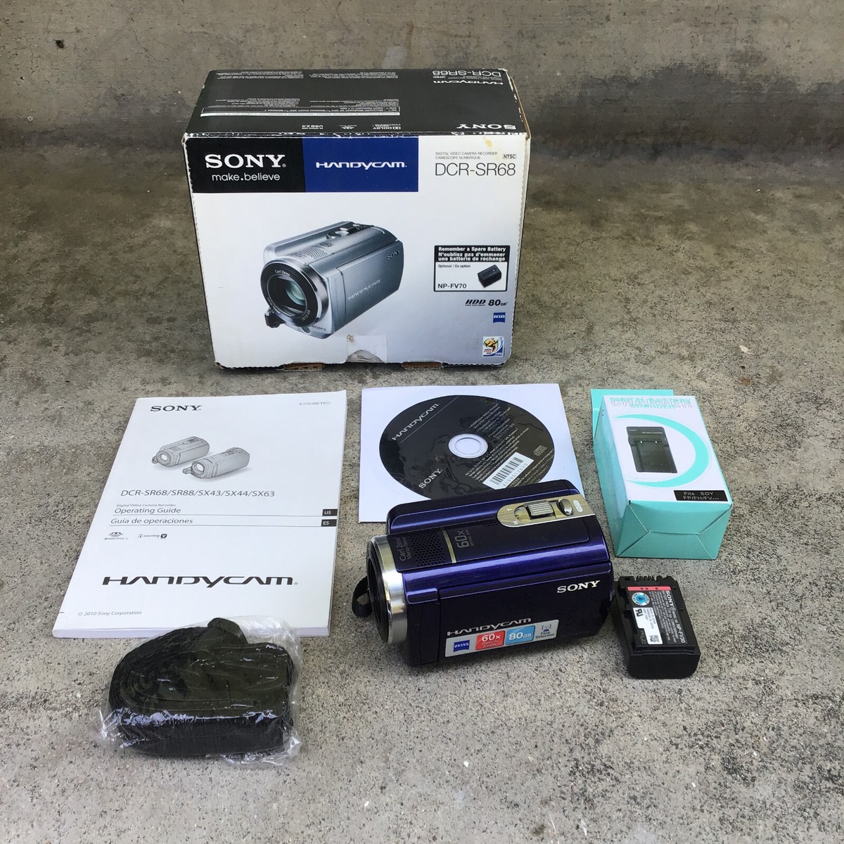 Sony Handycam DCR-SR68 Video Digital Camcorder 60x Zoom Blue