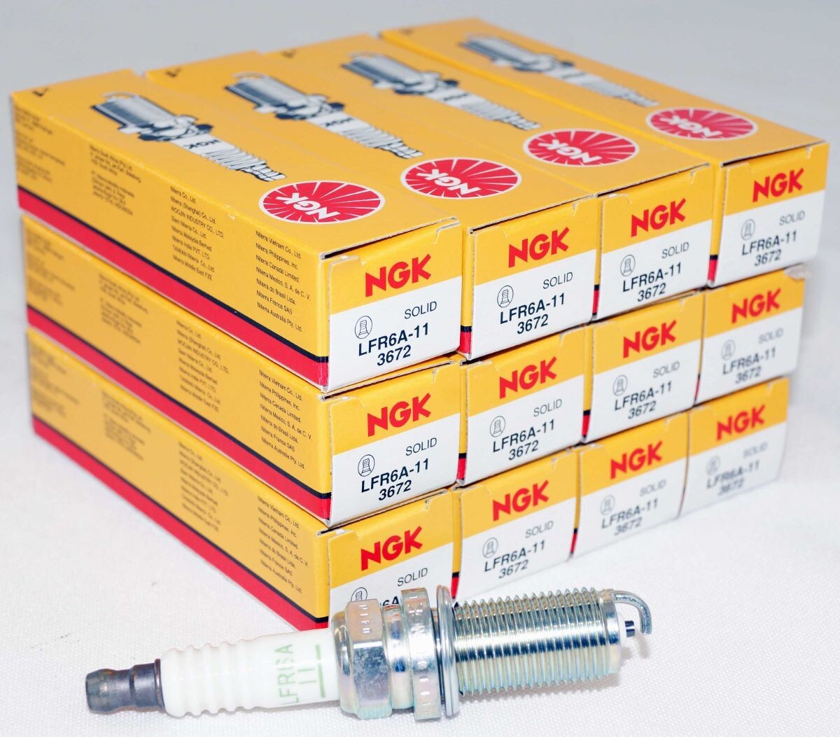 Set of 12 Genuine NGK 3672 Spark Plugs - V-power LFR6A11