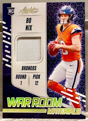 JERSEY NUMBER MATCH! 2024 Absolute War Room Jersey Rookie Bo Nix 10/99! BRONCOS!