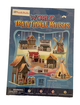 3D Puzzles EPS Foam board Educational creative, No Glue World Traditional Houses