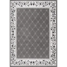 Home Dynamix Lyndhurst Premium Traditional Bordered Gray/Ivory Area Rug 3'7" x
