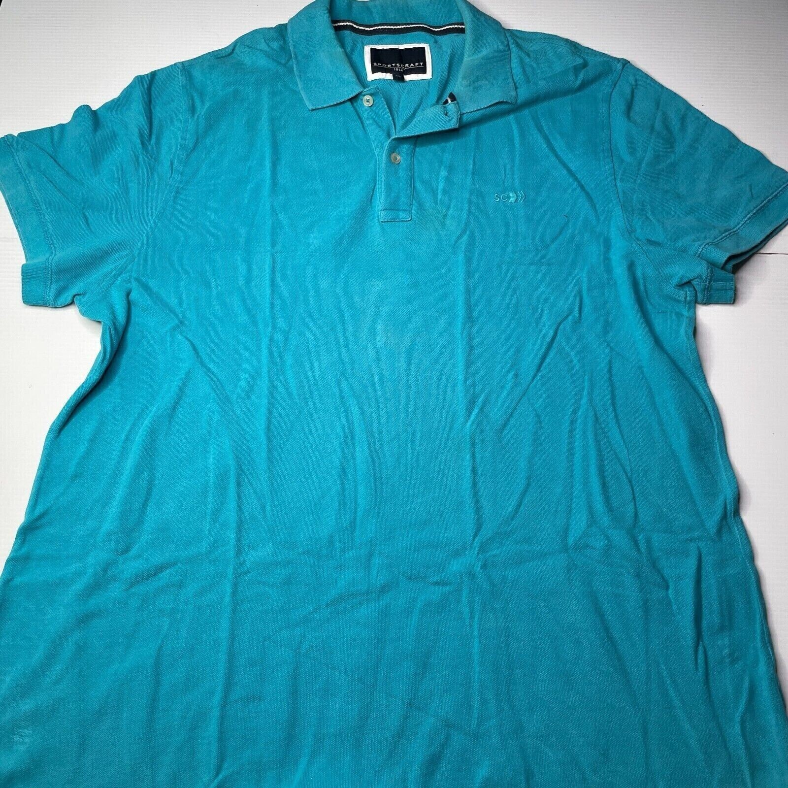 Men's Sportscraft Logo Collared Polo Shirt - XXL Blue Casual Fashion Fit