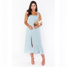 Show Me Your Mumu Claire Midi Dress Silver Sage Crisp Size Large (All bows)