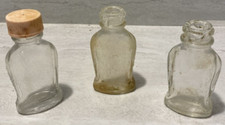 Set of 3 Embossed Bayer Aspirin for Children Glass Bottle one with cap Vintage
