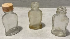 Set of 3 Embossed Bayer Aspirin for Children Glass Bottle one with cap Vintage