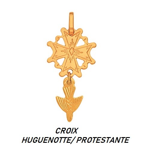 Dolly-Bijoux Pendentif CROIX HUGUENOTTE/PROTESTANTE 0.95Gr d'Or Massif 18K - Imagen 1 de 3
