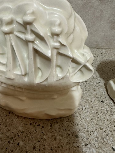Vintage William McDonald Rookwood Pair Ivory Ship Nautical Bookends 1927 #2694 - Picture 4 of 15