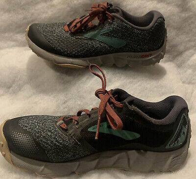 Brooks PureGrit 7 All Trail Running Gray Green Shoes Women's Sz 6