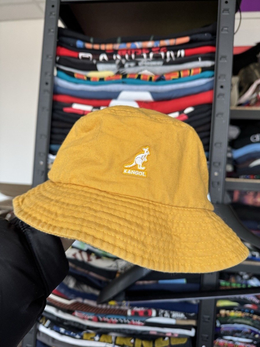 🔥VINTAGE Kangol Yellow Bucket Hat Awesome Streetwear Style Size