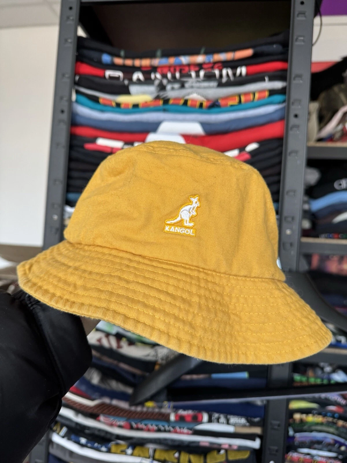 🔥VINTAGE Kangol Yellow Bucket Hat Awesome Streetwear Style Size: M