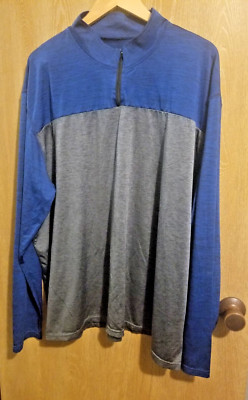 Real Essentials Men's Shirt Quarter Zip Size 3XL Blue and Gray Athletic Wear