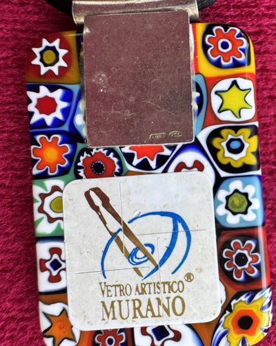 Vetro Artistico Murano Millefiori Glass Pendant Black Cord 19” Necklace - Picture 8 of 9