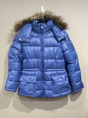 Calvin Klein Womens small Puffer Jacket Winter Coat Blue Down