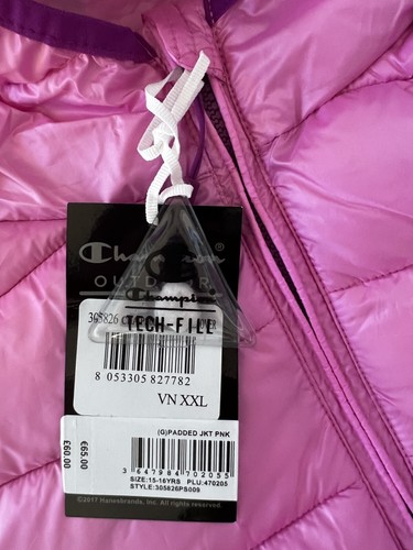 CHAMPION Junior Girls Puffer Jacket, Pink - Size 15-16 Years - Picture 4 of 9