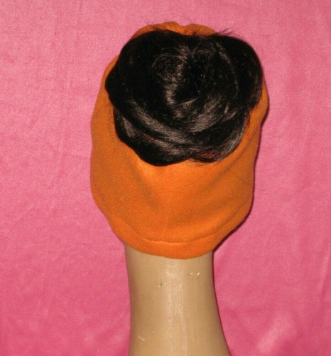 Handmade - Fleece - Messy Bun Hat - Orange - One Size - Picture 2 of 2