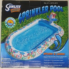 Sunlite Sports Sprinkler Pool Inflatable w/ Unicorn & Dragon 62"L x 36"W x 20" H