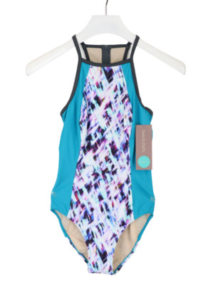 Sweaty Betty Aquaglide Bademode Damen M UV Ray Widerstand Rücken Zip Offen