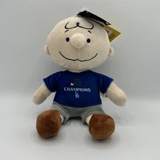 PEANUTS CHARLIE BROWN FOCO STUFFED PLUSH DODGERS 2024 WORLD SERIES CHAMPIONS 10"