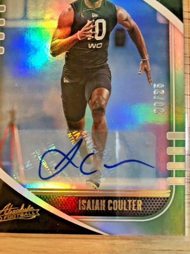 2020 Panini Absolute Football139 Isaiah Coulter Auto grünes Spektrum/25 - Bild 2 von 3
