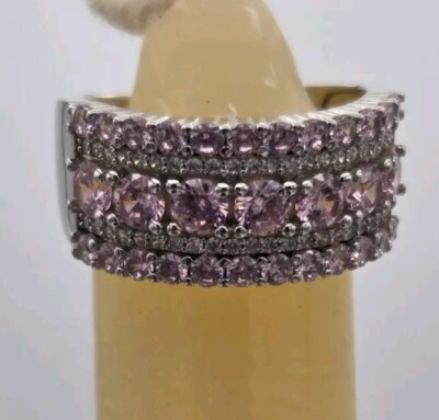 CHARLES WINSTON for Bella Luce 925 STERLING PINK and CLEAR CZ BAND RING,  SIZE
