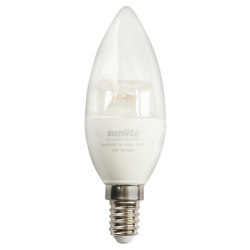 LED B10 Clear Torpedo Tip Chandelier Bulb 5W (40W=) E14 27K Warm White - 6 Pack - Picture 2 of 2