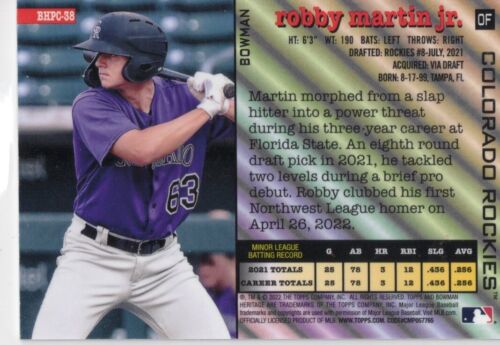 2022 bowman Gold lava /50 Robby Martin Jr - Picture 2 of 2
