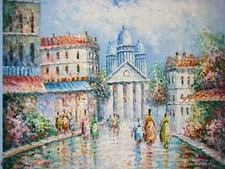 HISTORICAL FRENCH IMPRESSIONISM LANDSCAPE OIL ON CANVAS PAINTING PARIS