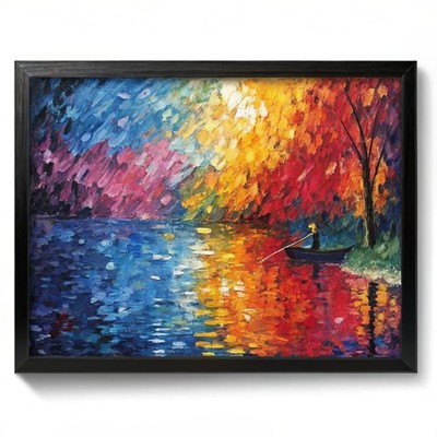 Lebendiger Regenbogen Wand Öl Stil Landschaft Büro Kunstdruck Poster Dekor Home Inte