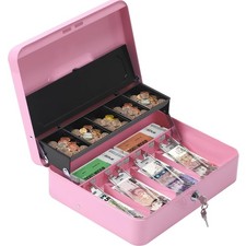 Geldkassette abschließbar, Banknoten und Münzsafe, Geldkasse aus Metall, Trag...