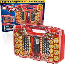 Battery Daddy Storage Organizer Case w/Tester Stores Protects Up to 180 Batterie