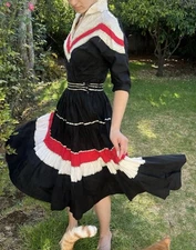 Vintage S 2 Piece Westernwear Patio Dress Arizona Top Blouse Full Skirt