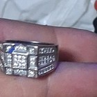 925 Sterling Silver Men's Square Pavé Cluster Band Ring Size 7 Signed Silver — photo 4