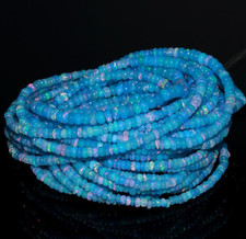 Lavender Blue Ethiopian Opal Rondelle Beads: Flashy Welo Opal 3-4.5mm 