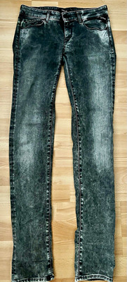 REPLAY Rose Damen Jeans Grau gerades Bein W26 L34 Denim Five-Pocket Logo
