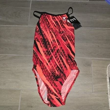 TYR Durafast Women Ardent Diamondfit Durafast 1 PC Red/Black Geometric Sz 30 New