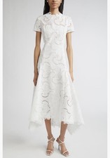 NWT $3690 Oscar de la Renta Scroll Guipure Lace Dress, WHITE, Size 4!